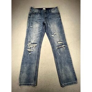 Special‎ A Jeans Womens 5 Blue Denim Cotton Mid Rise Distressed Straight Leg